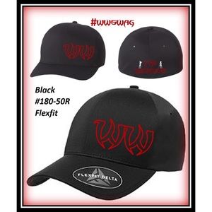 Flexfit Delta No Sweat Hat #180 - Black w/Red logo